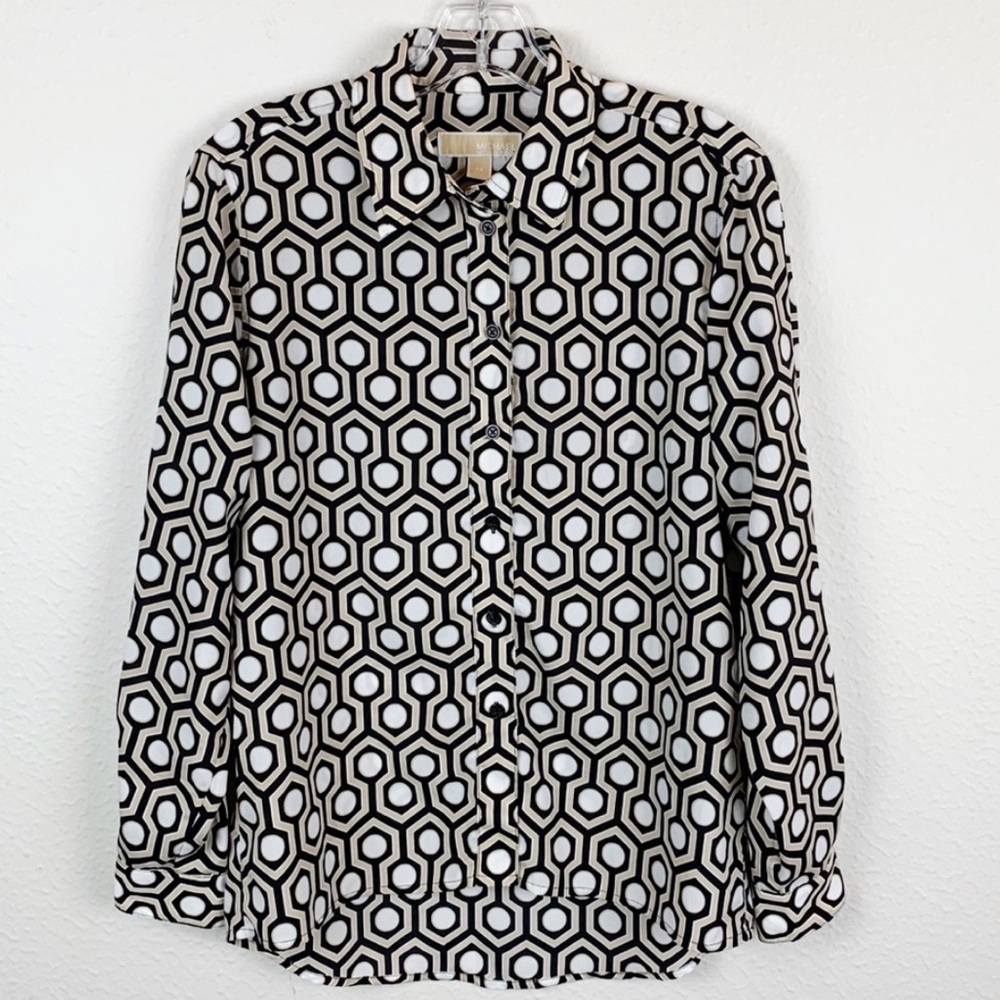 Michael Kors Geometric Button Down Top XS